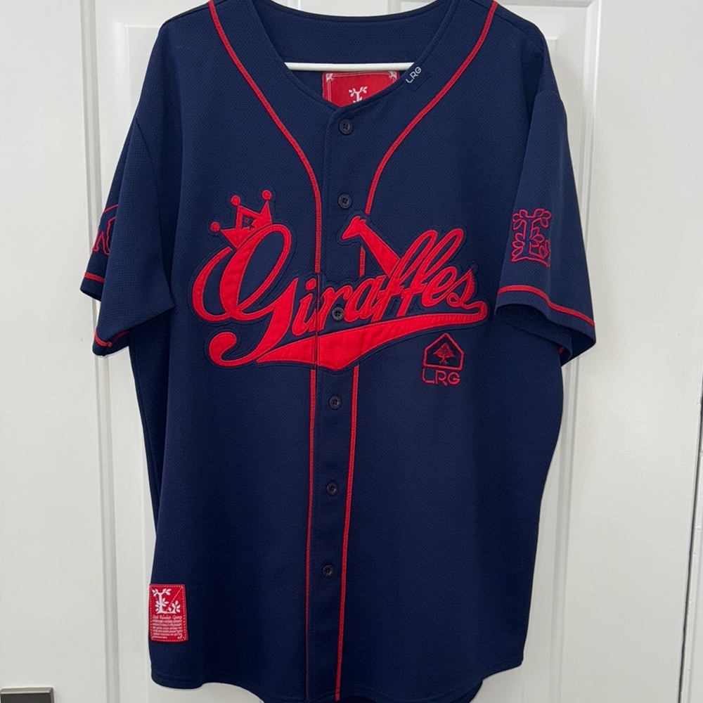 LRG Giraffes Navy and Red Baseball Jersey
